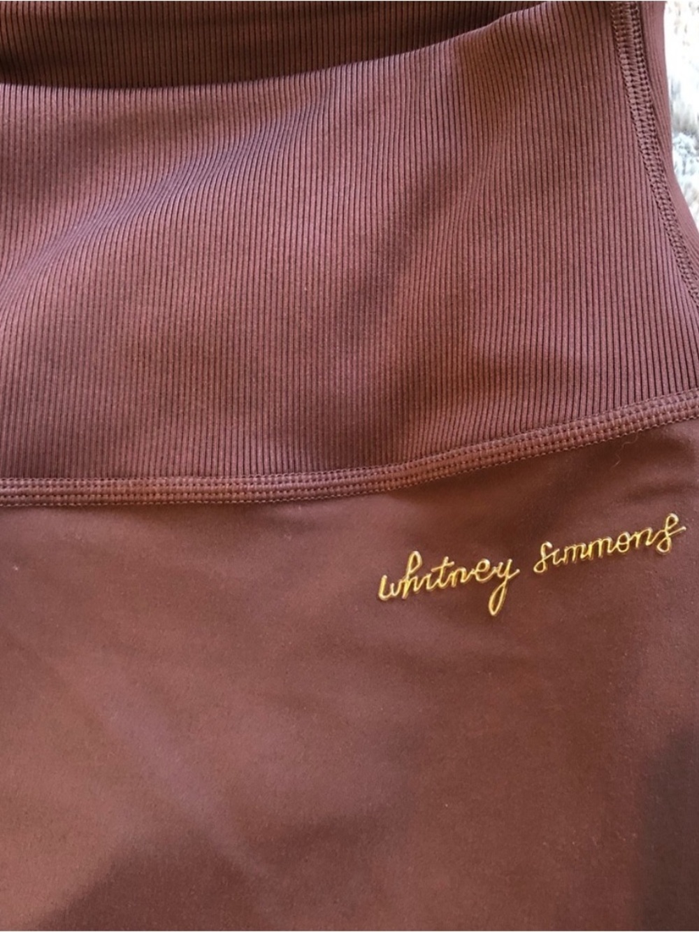 NWT Gymshark x Whitney Simmons Rib Waist Leggings Cherry Chocolate Size XL - Picture 5 of 9